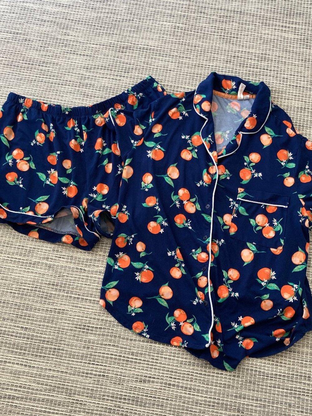 JoySpun Short Pajama Set Orange Print X Large 16/18